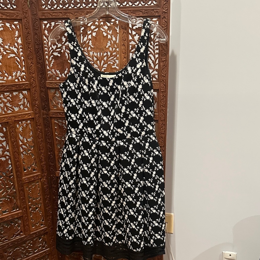 Sachin + Babi Black and White Patterned Mini Dress